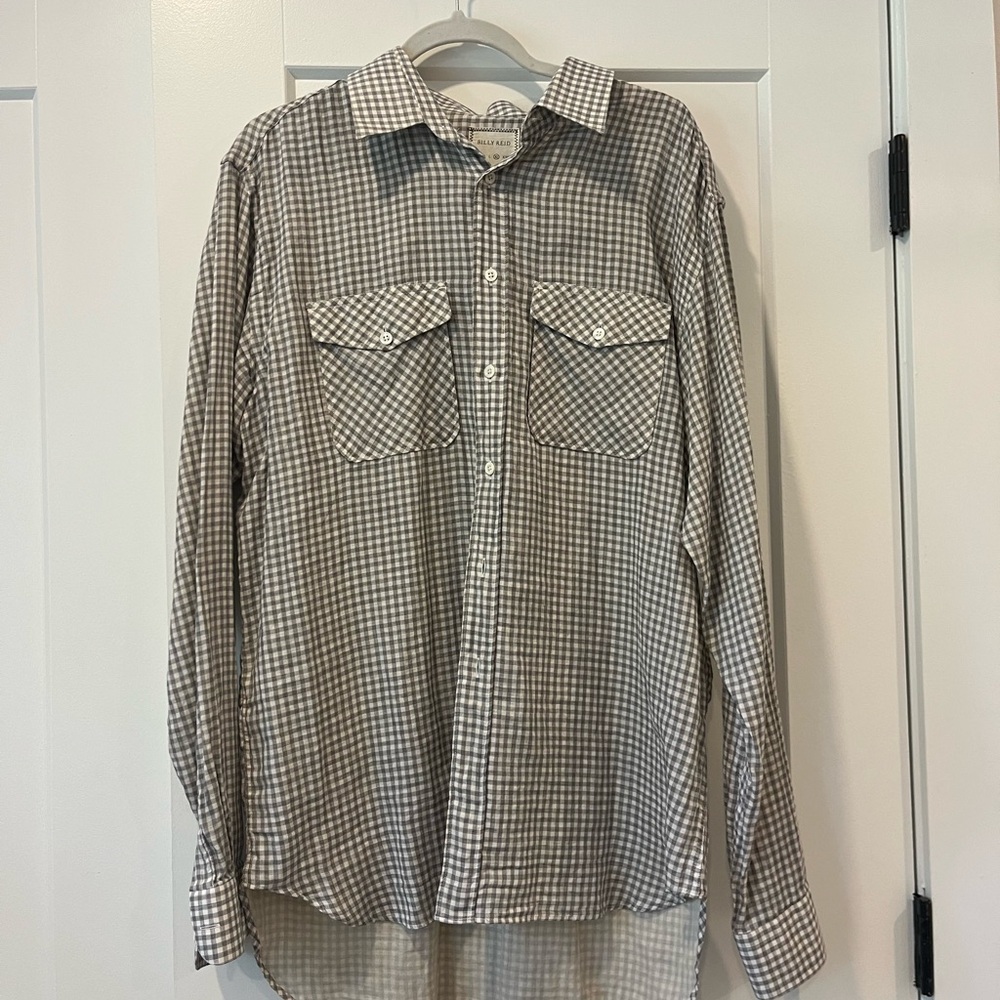 Billy Reid Gray Plaid Button Down Shirt
